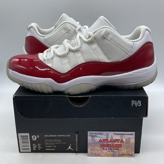 Size 9.5 - Air Jordan 11 Retro 2016 Low Cherry Red White Leather (528895-102)