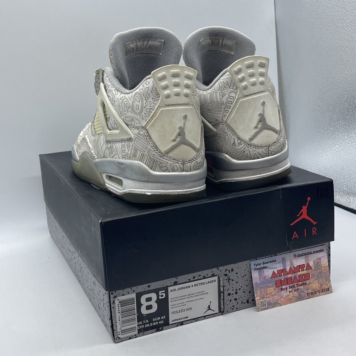 Size 8.5 - Air Jordan 4 Retro 30th Anniversary Laser Solver Leather (705333-105)