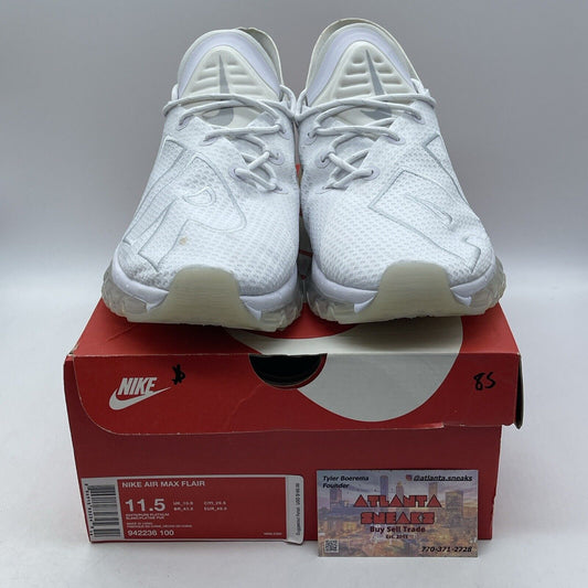 Size 11.5 - Nike Air Max Flair Triple White Suede Leather (942236-100)