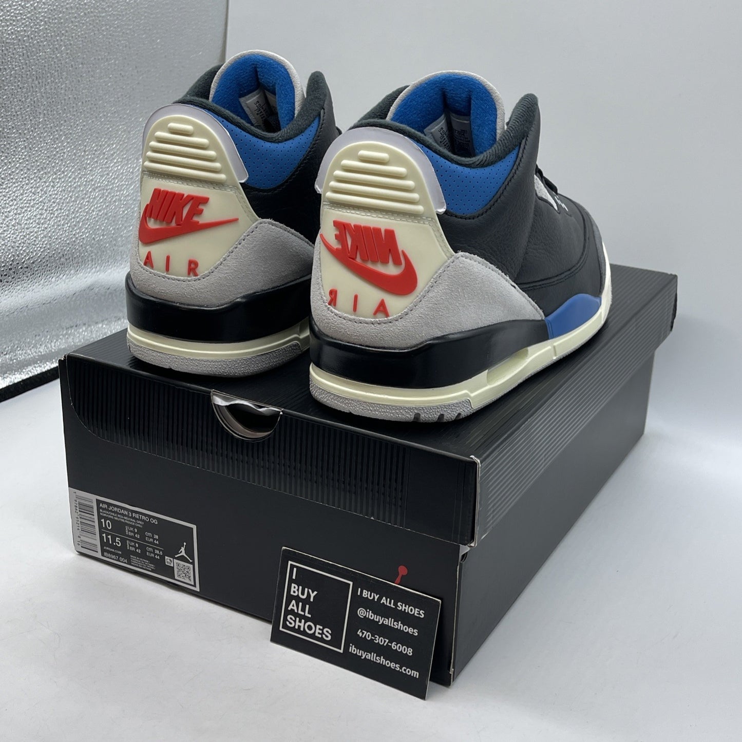 Size 10 - Air Jordan 3 Retro OG Rare Air Black Suede Leather (IB8967-004)
