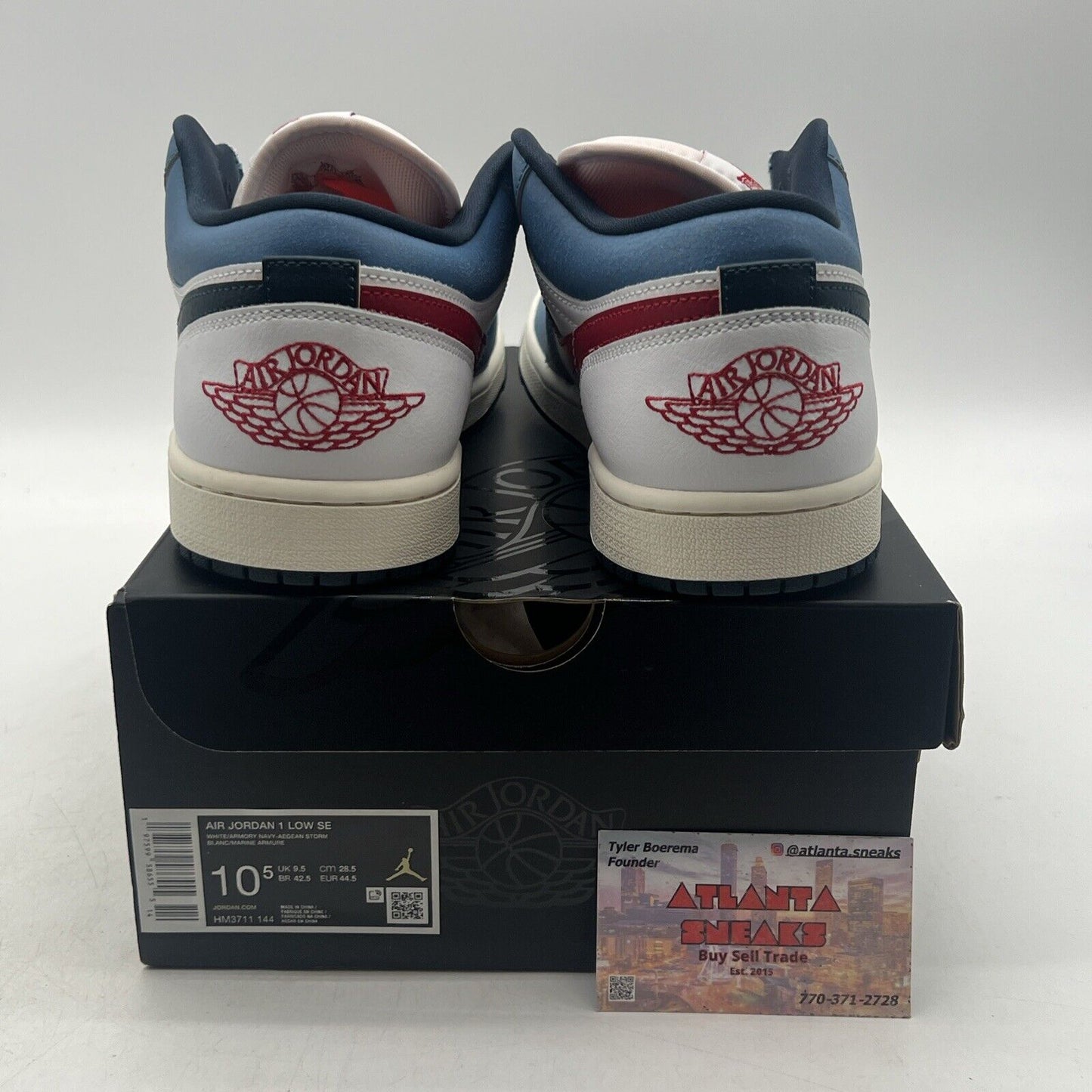 Size 10.5 - Nike Air Jordan 1 Low SE Shoes White Armory Navy (HM3711-144)