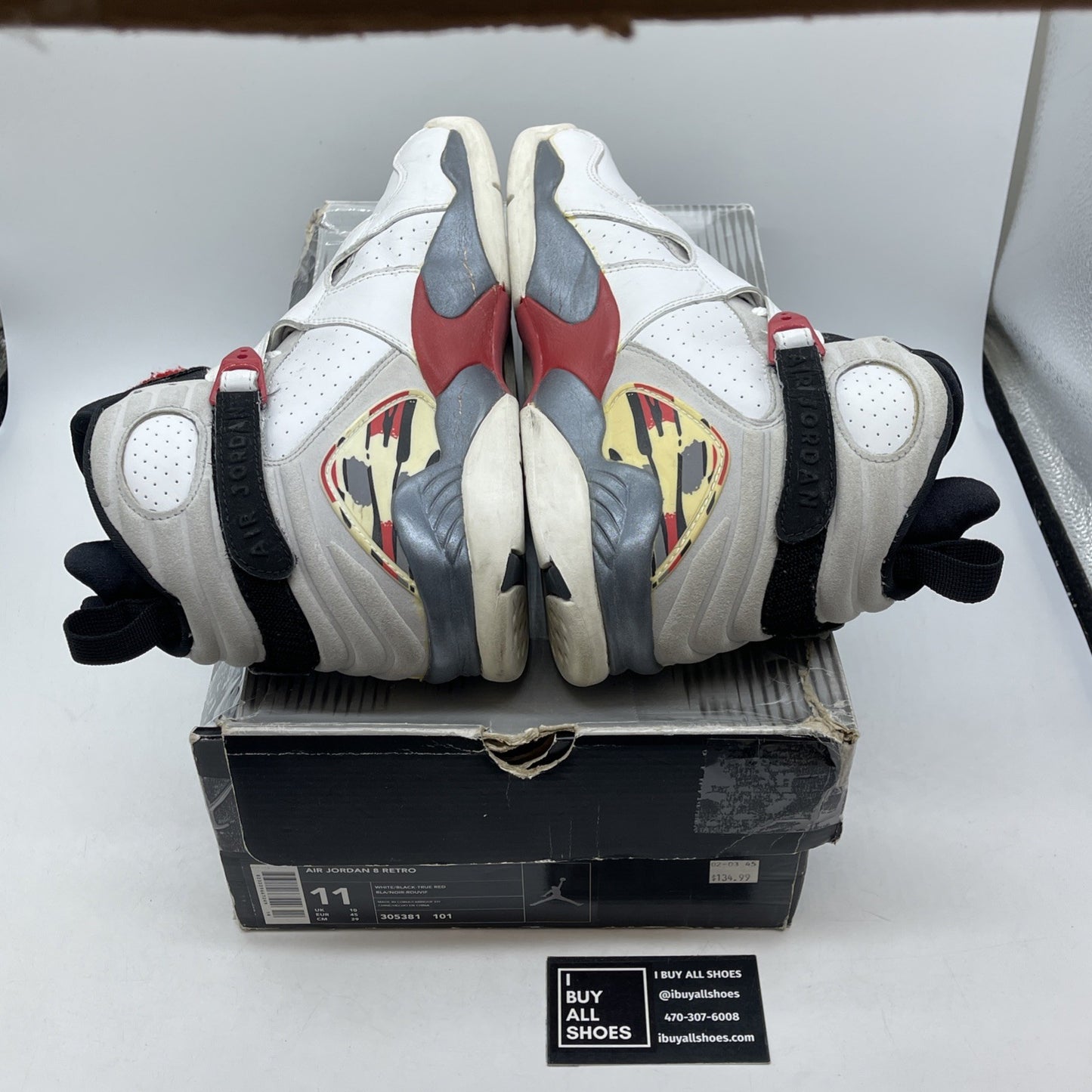 Size 11 - Air Jordan 8 Retro 2003 Bugs Bunny White Grey Suede Leather 305381-101