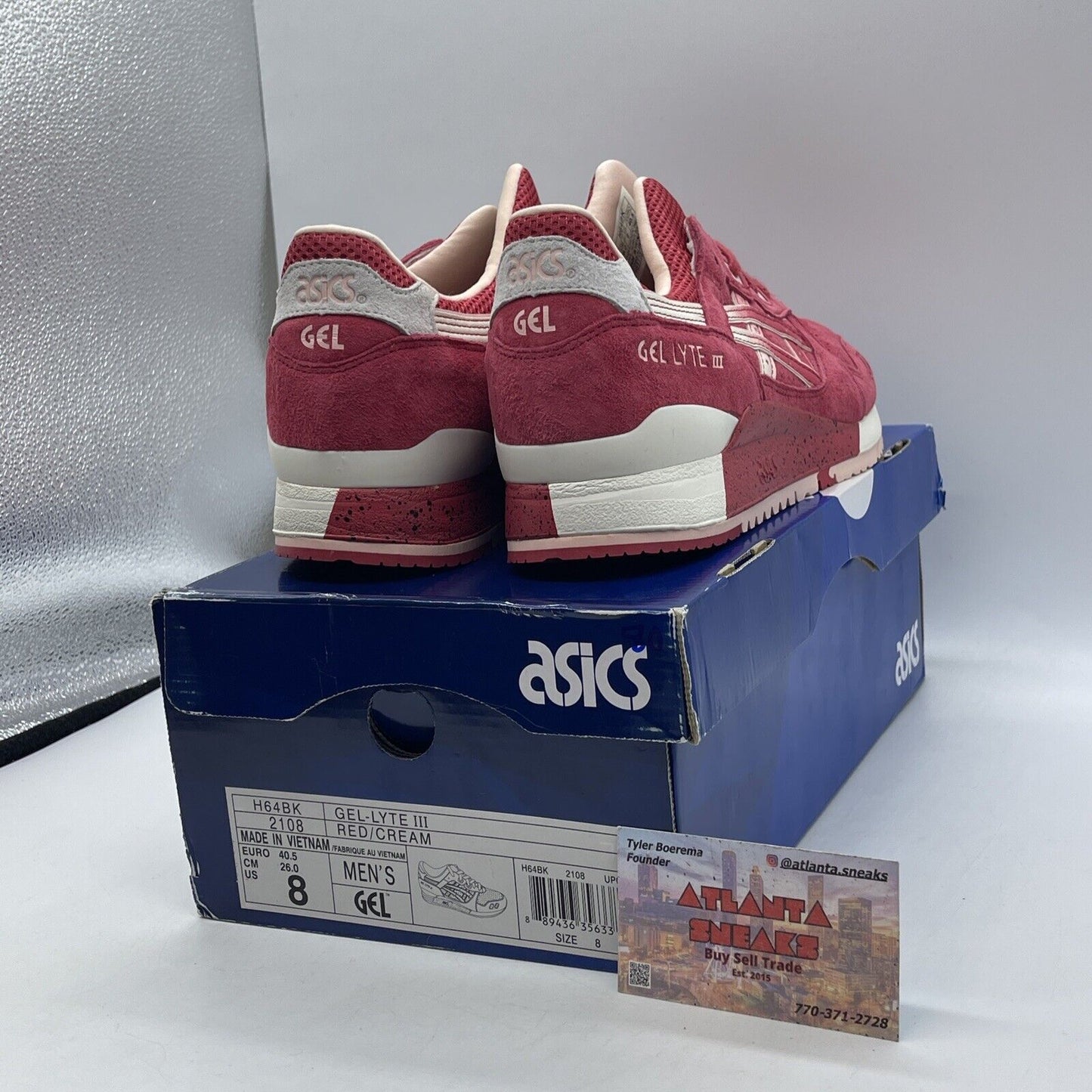 Size 8 - ASICS Gel Lyte 3 Strawberry & Cream Red Suede White Leather (H64BK2108)