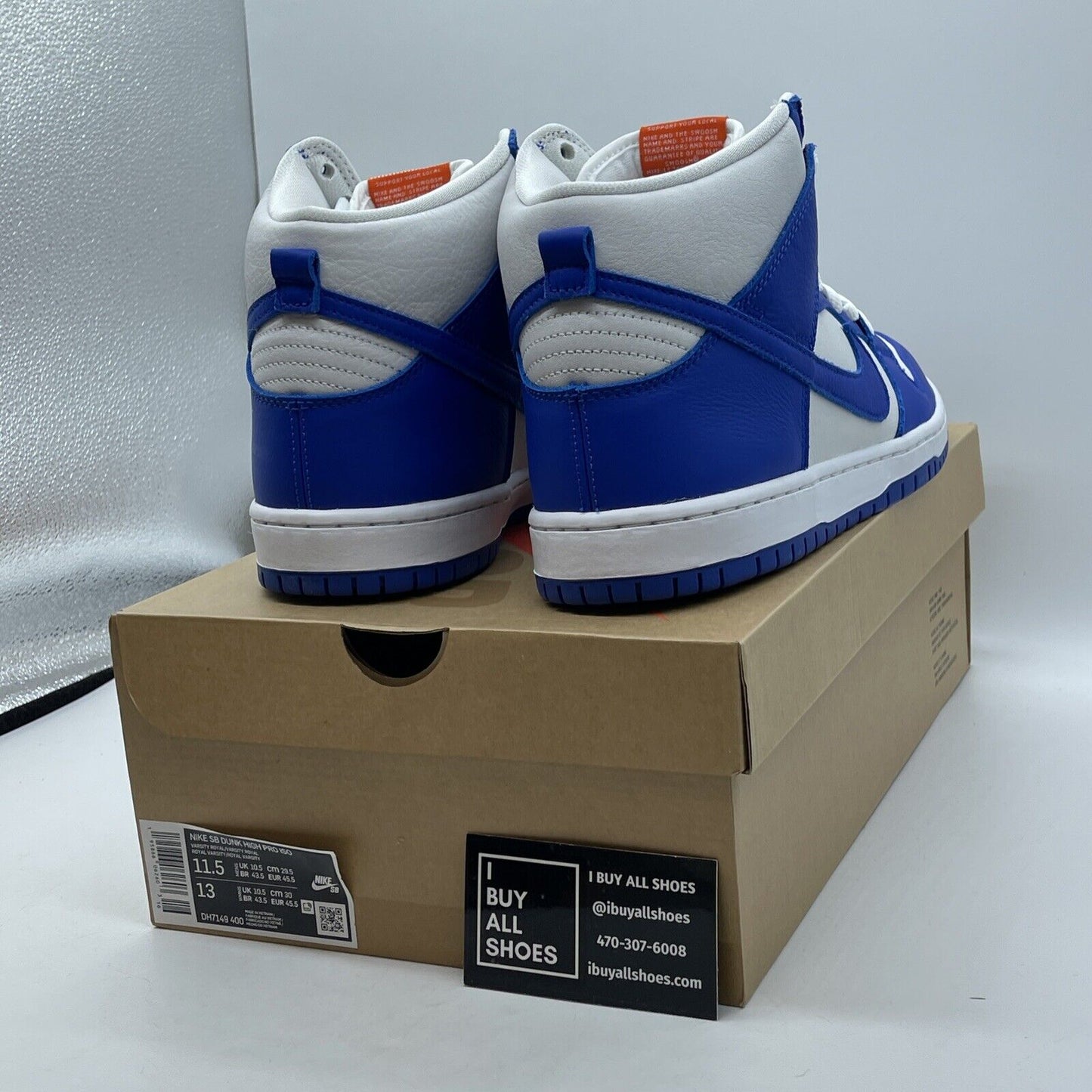 Size 11.5 - Nike Dunk Pro ISO SB High Kentucky Blue White Leather (DH7149-400)