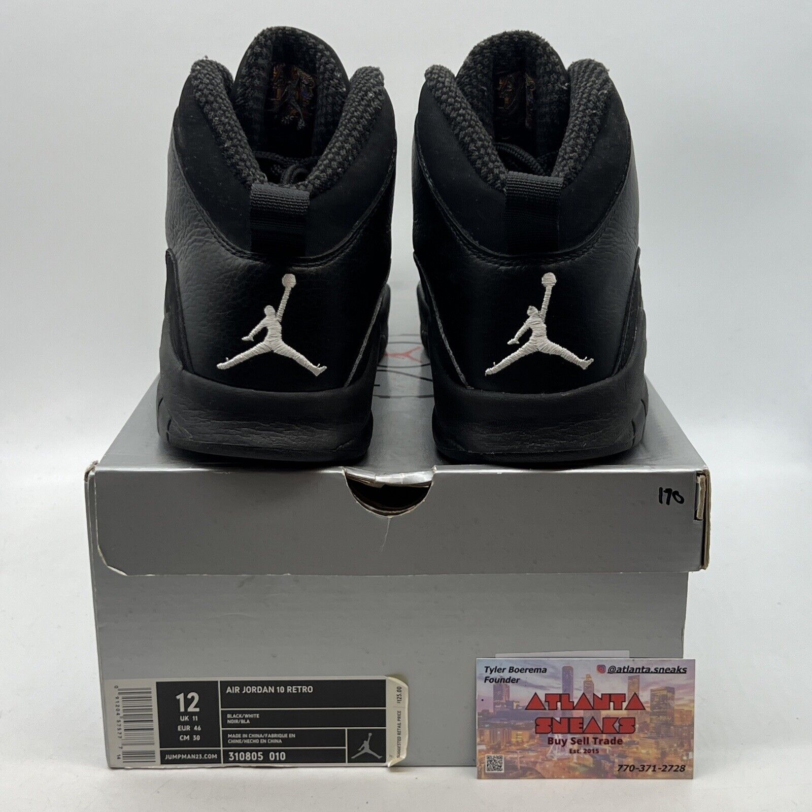 Size 12 - Air Jordan 10 Retro 2005 Stealth Black Leather Suede (310805-010)
