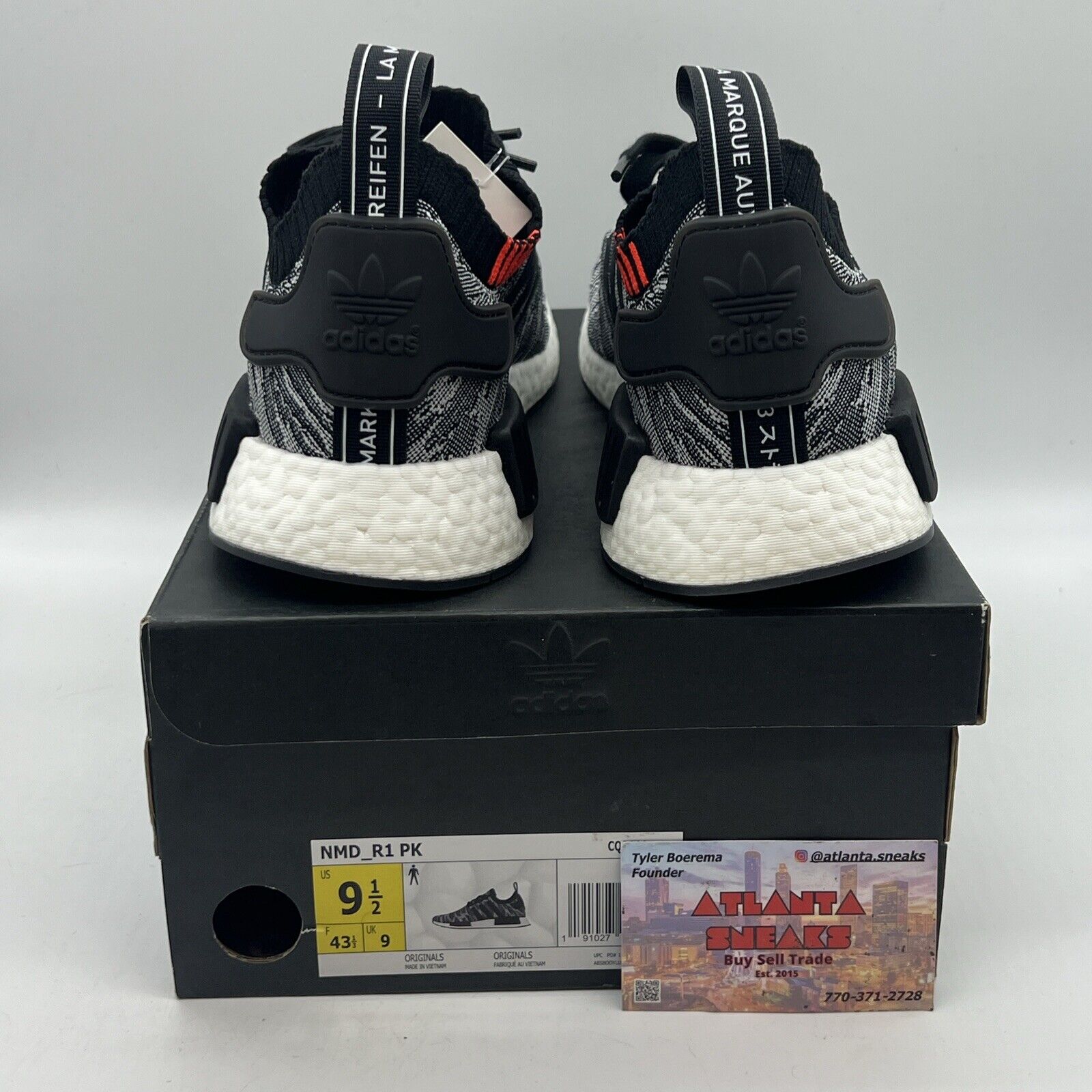 Size 9.5 - adidas NMD R1 Primeknit Black Glitch 2018 Brand New Og All