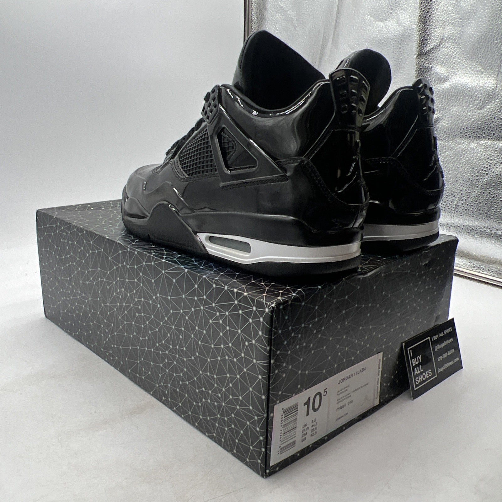 Size 10.5 - Air Jordan 4 Retro 11Lab4 - Black (719864-010)