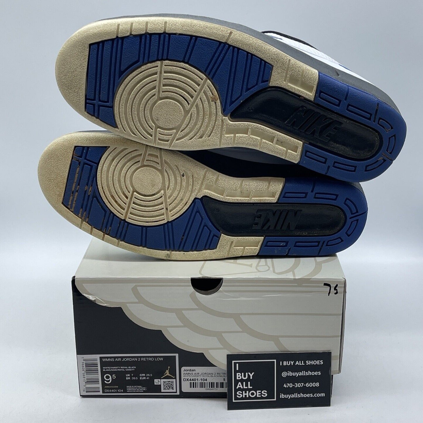 Size 9.5W - Air Jordan 2 Retro Low Varsity Royal Blue White (DX4401-104)