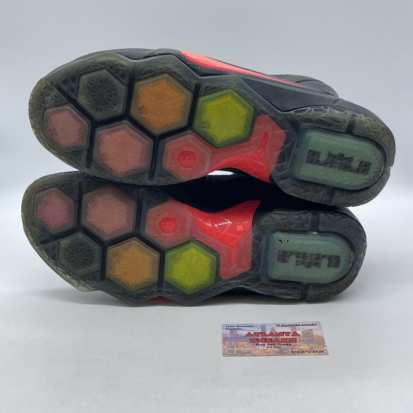 Size 14 - Nike LeBron 12 Data Black Pink Yellow Blue Green  - (684593-068)