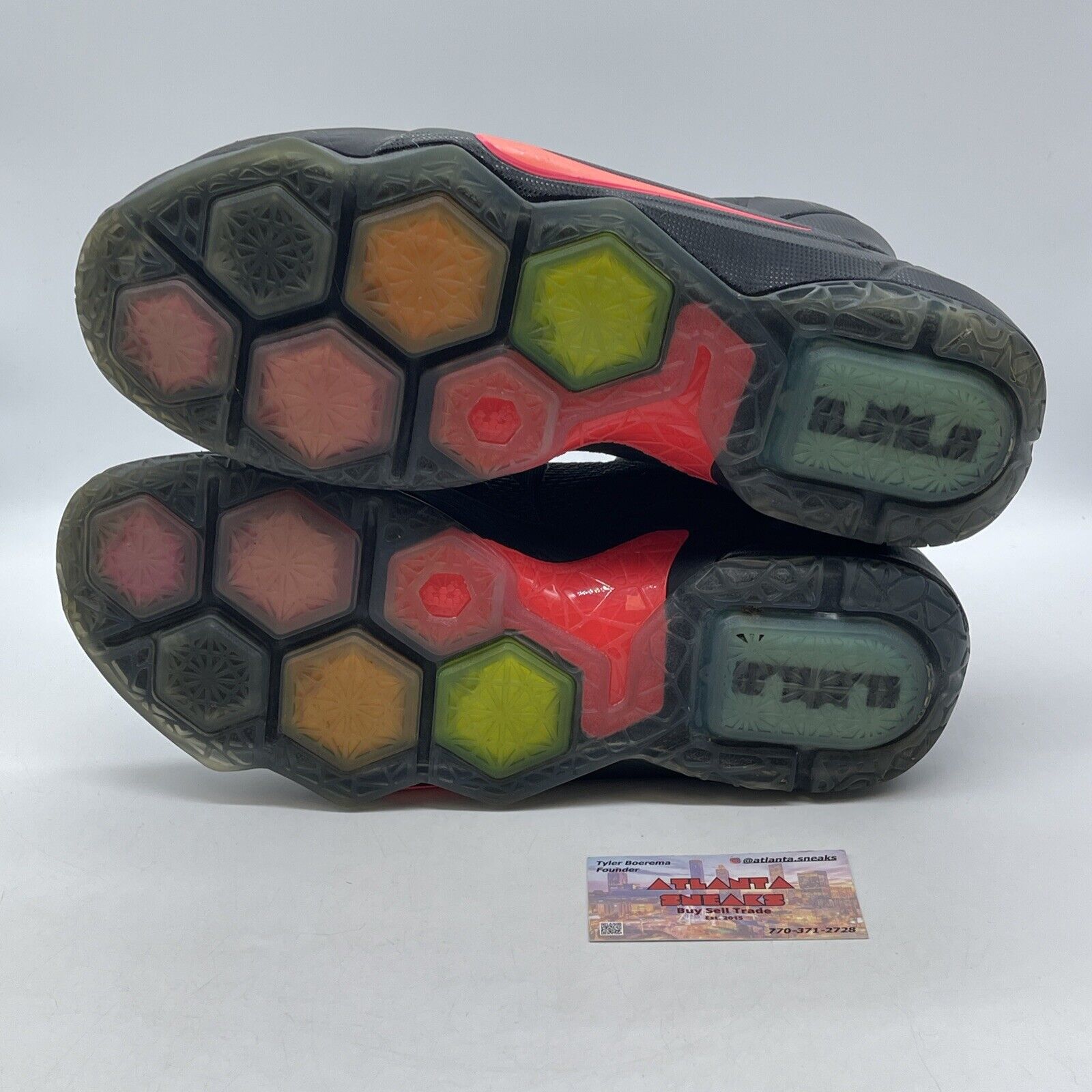 Size 14 - Nike LeBron 12 Data Black Pink Yellow Blue Green  - (684593-068)