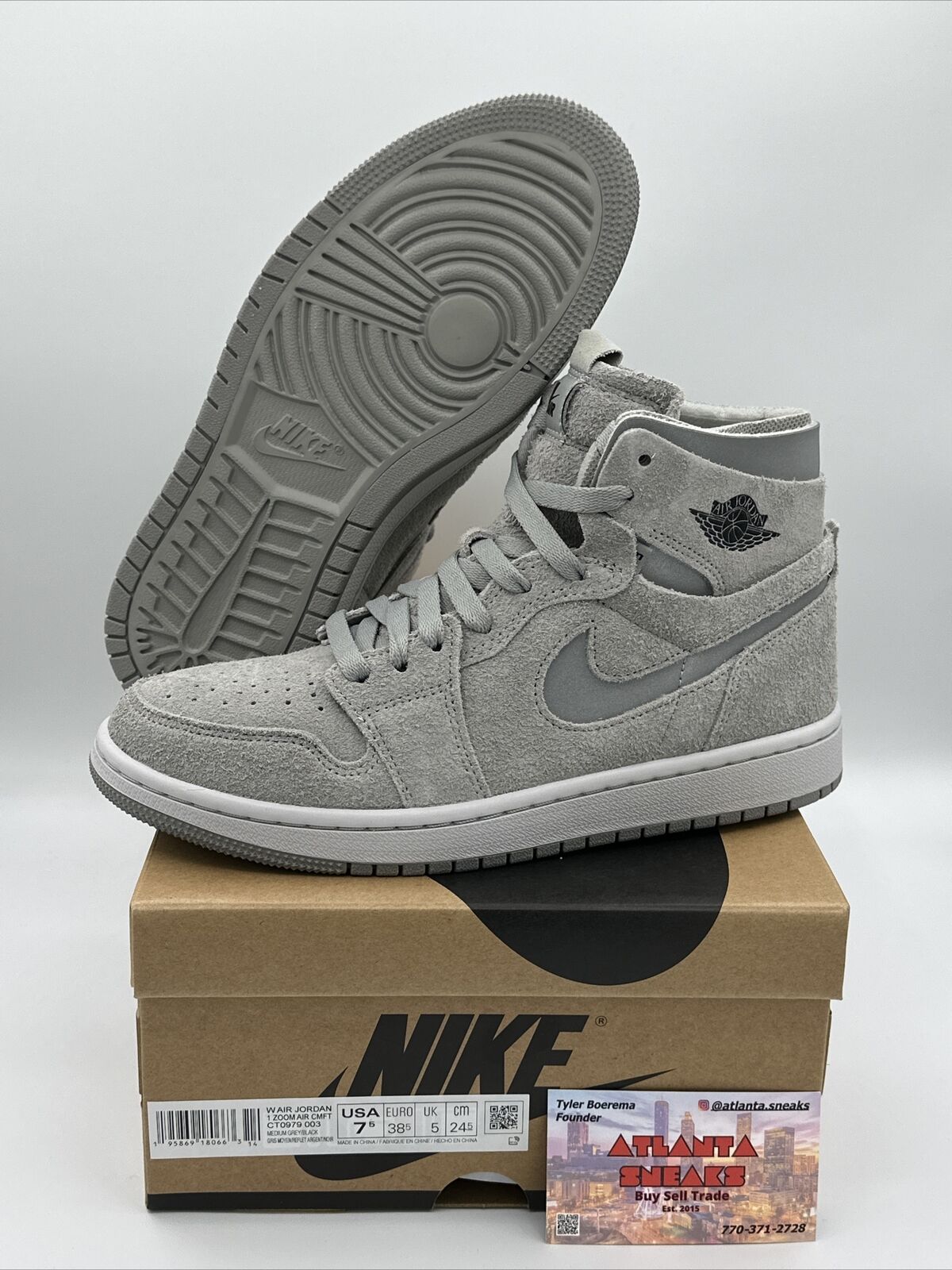 Size 7.5 - Jordan 1 High Zoom CMFT Metallic Silver 2022