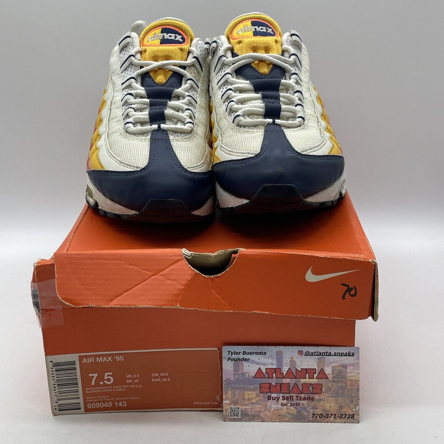 Size 7.5 - Nike Air Max 95 White Suede Leather Blue Orange Pink (609048-143)