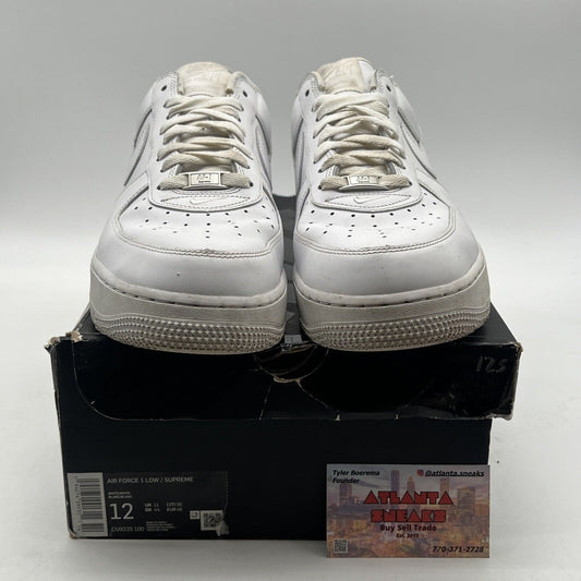 Size 12 - Nike Air Force 1 x Supreme Low Box Logo - White (CU9225-100)