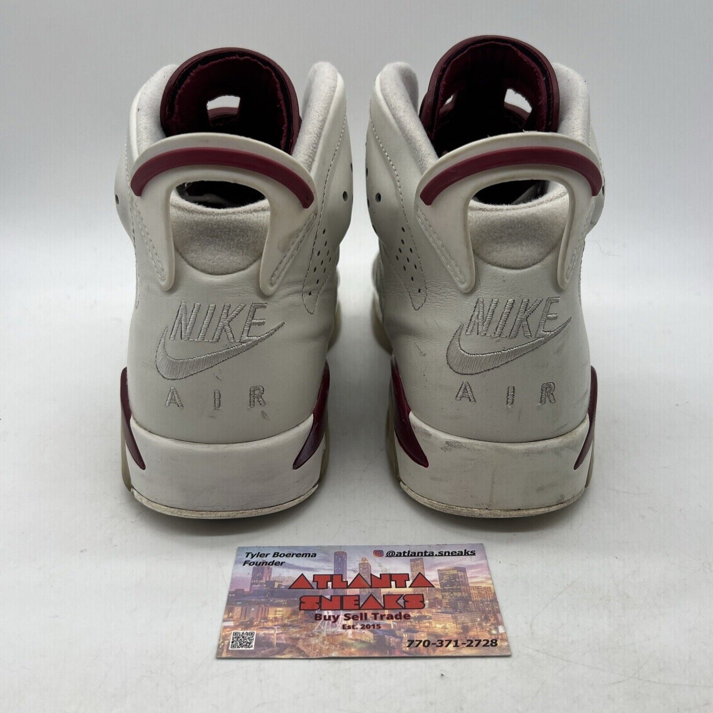 Size 8.5 - Air Jordan 6 Retro 2015 Maroon White Leather  (384664-116)