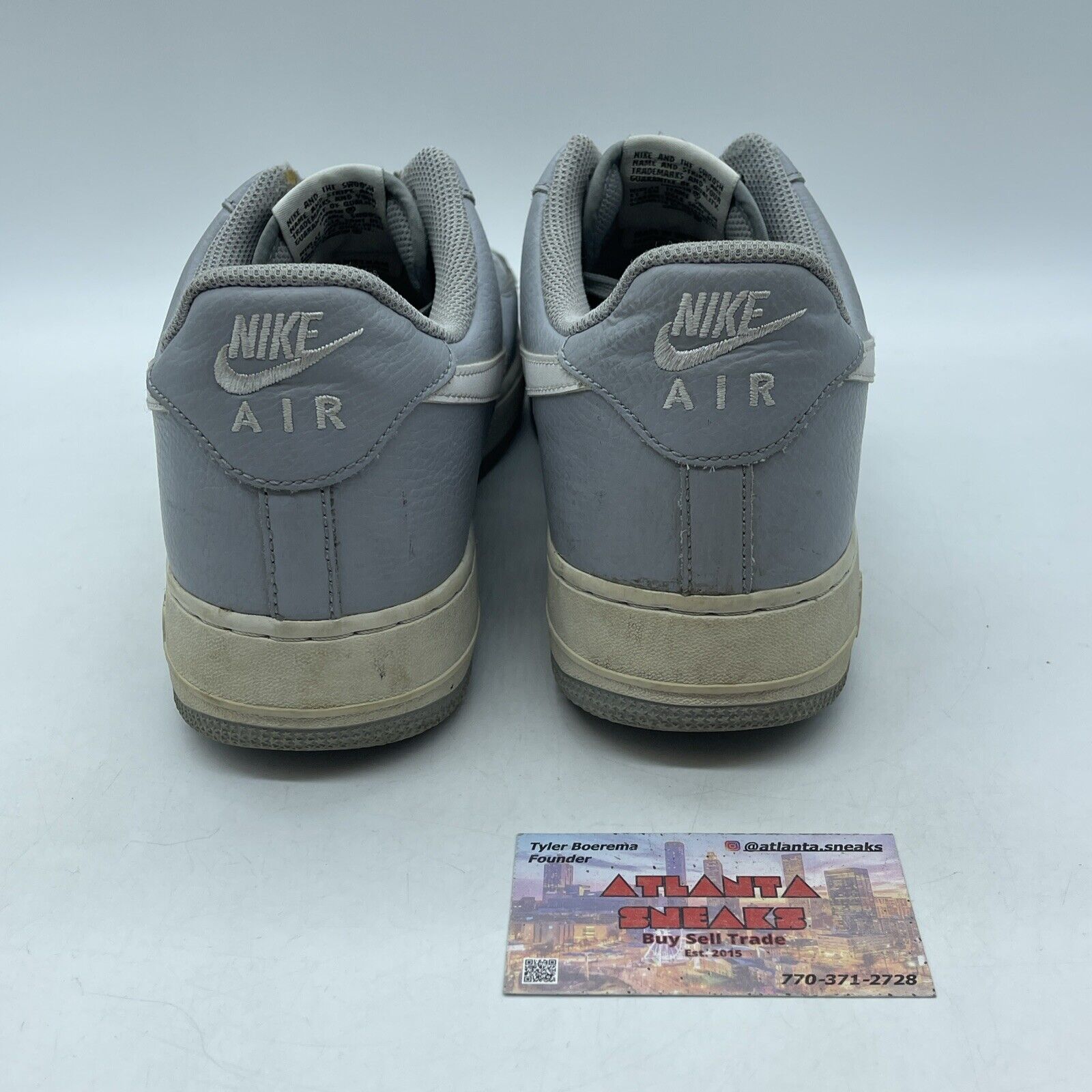 Size 12 - Air Force 1 Low Swoosh Wolf Grey White Grey Leather (820266-018)