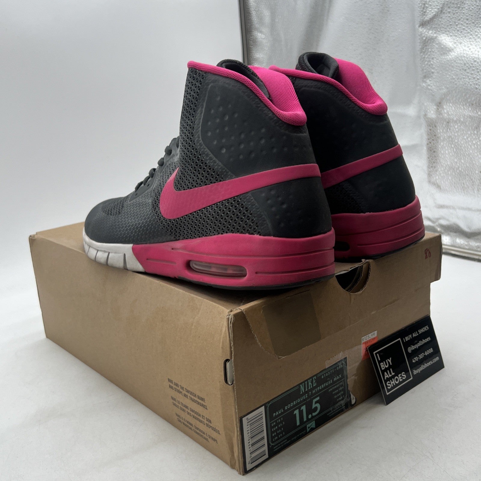 Size 11.5 - Nike SB Paul Rodriguez 7 High Grey Pink White (616571-066)