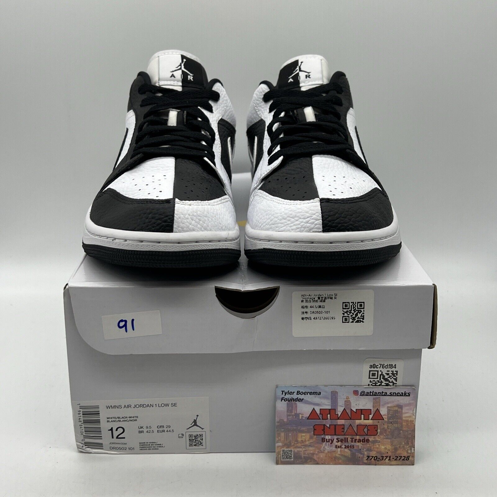 Size 12 - Air Jordan 1 SE Low Homage W Black White Leather