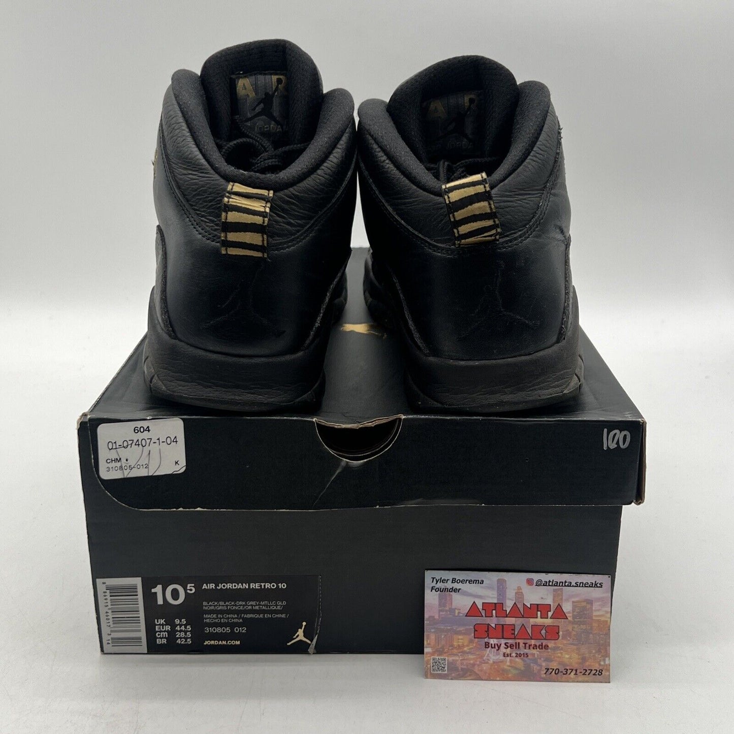 Size 10.5 - Air Jordan 10 Retro NYC Black Leather Yellow (310805-012)