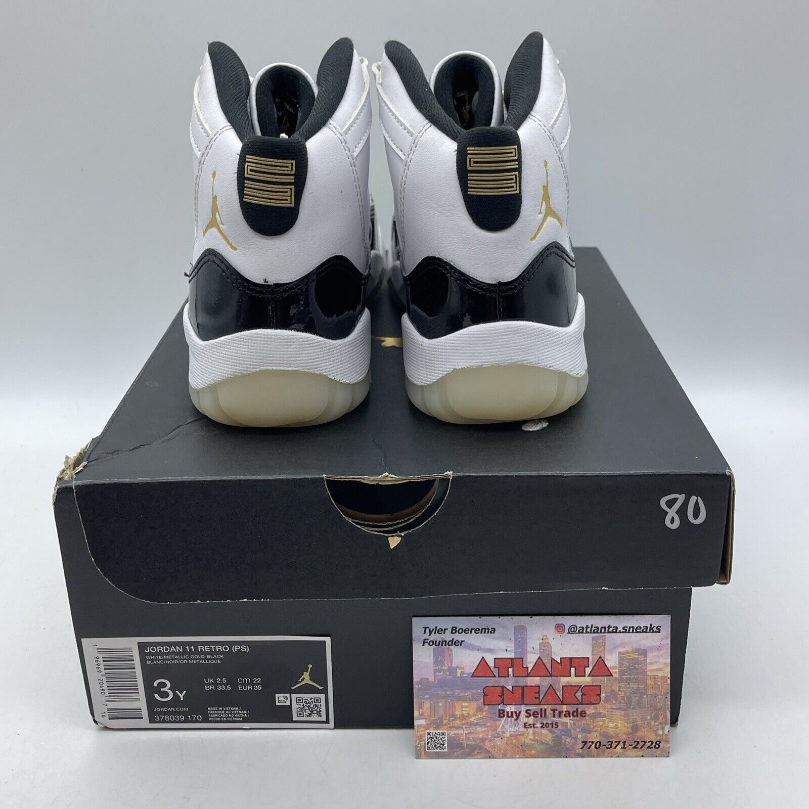 Size 3Y (PS) - Jordan 11 Retro Mid DMP White Black Leather (378039-170)