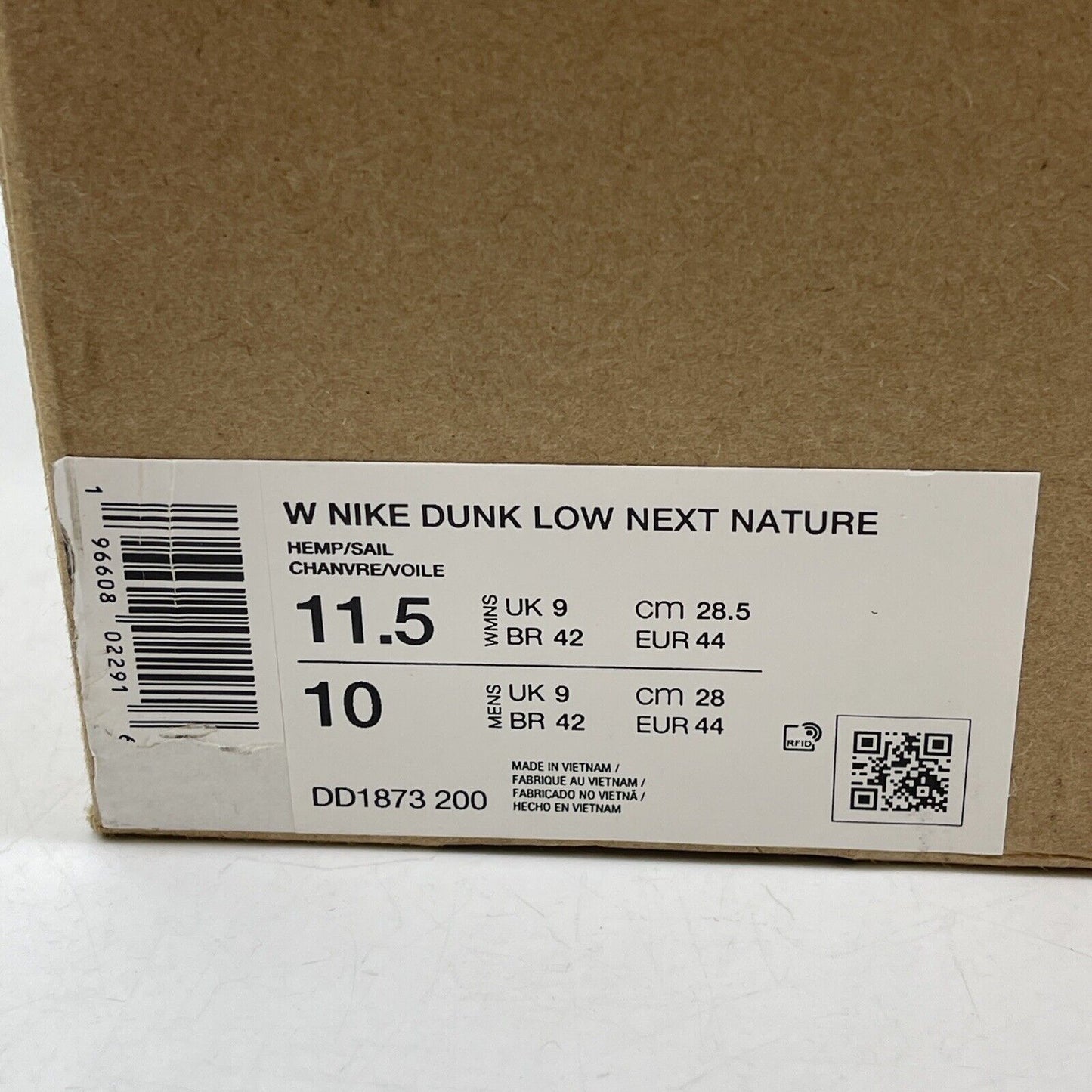 Size 11.5W - Nike Dunk Next Nature Low Hemp Brown White Leather (DD1873-200)