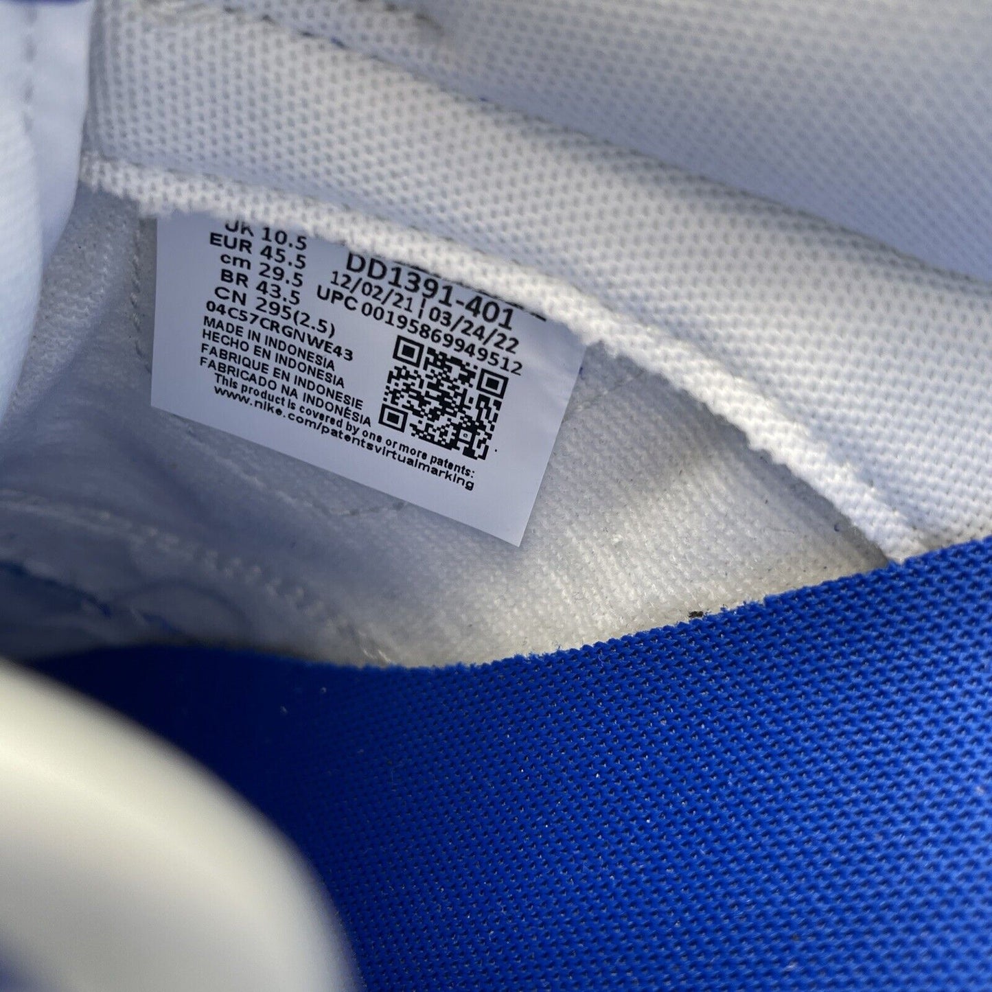 Size 11.5 - Nike Dunk Low Racer Blue white Leather (DD1391-401)