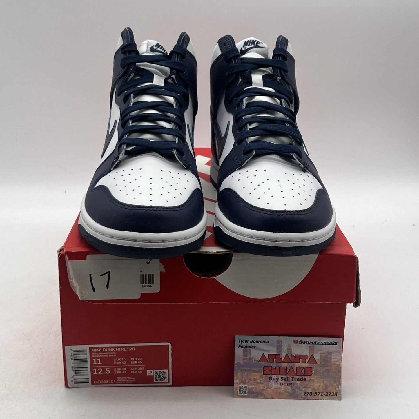 Size 11 - Nike Dunk High Midnight Navy White Navy (DD1399-104)