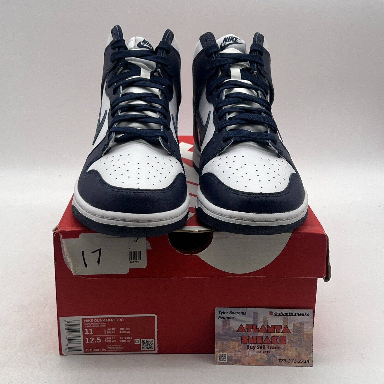 Size 11 - Nike Dunk High Midnight Navy White Navy (DD1399-104)