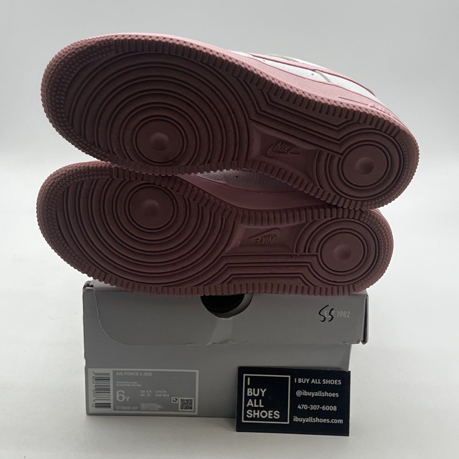 Size 6Y - Nike Air Force 1 (GS) White/Pink Girl's Sneakers (CT3839-107)