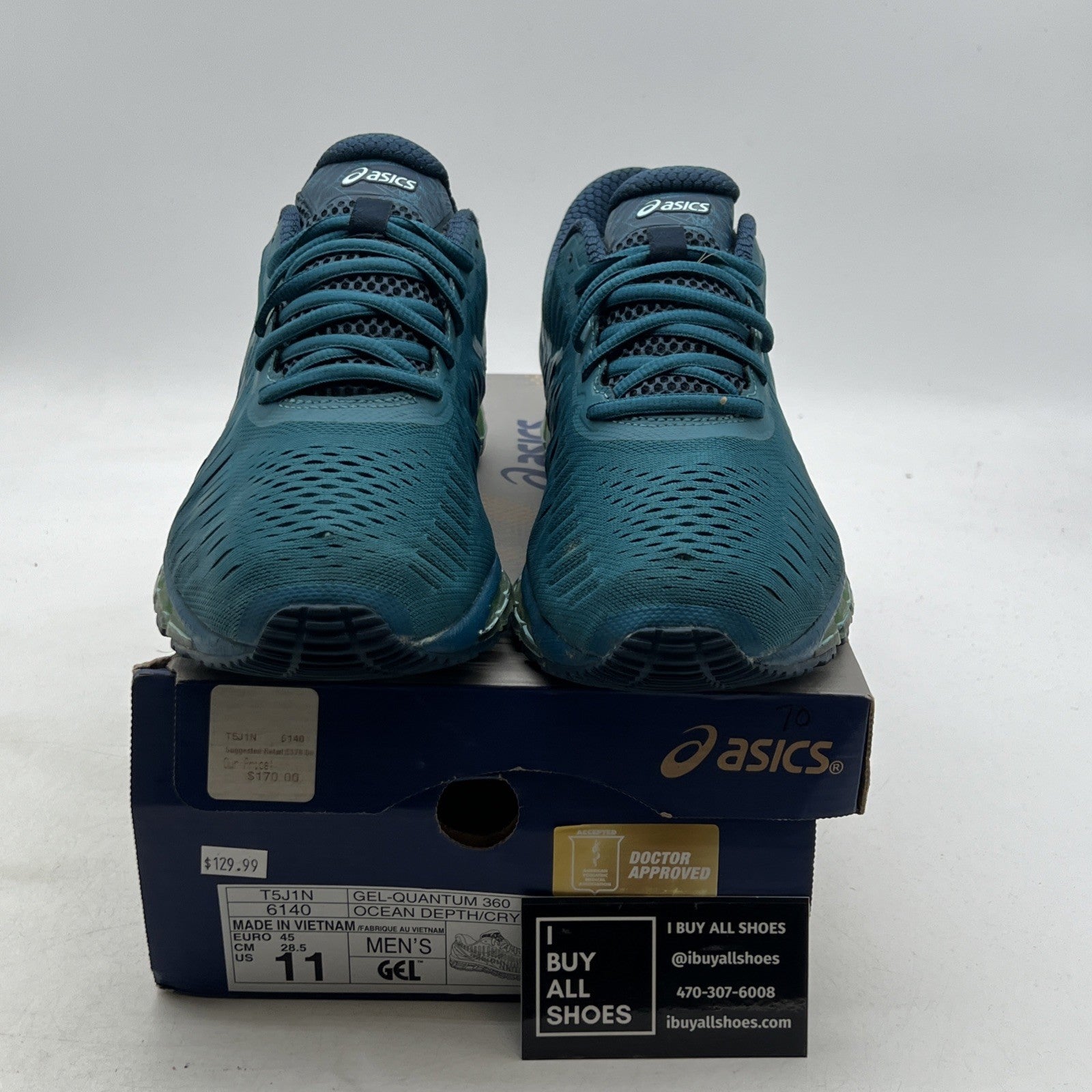 Size 11 - Asics Gel-Quantum 360 Knit Shoes Ocean Depth Crystal Blue (T5J1N6140)
