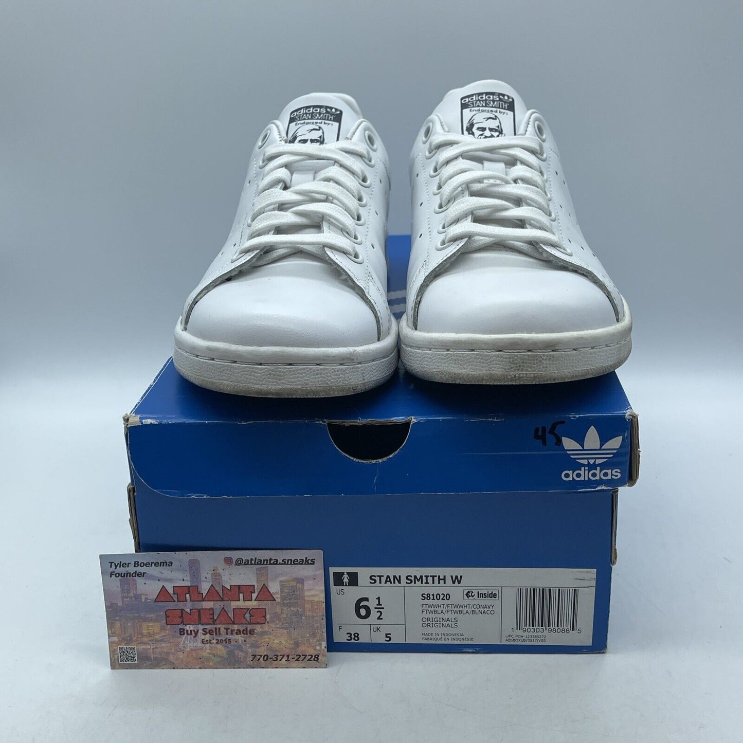 Size 6.5W - adidas Stan Smith White Blue Leather (S81020)