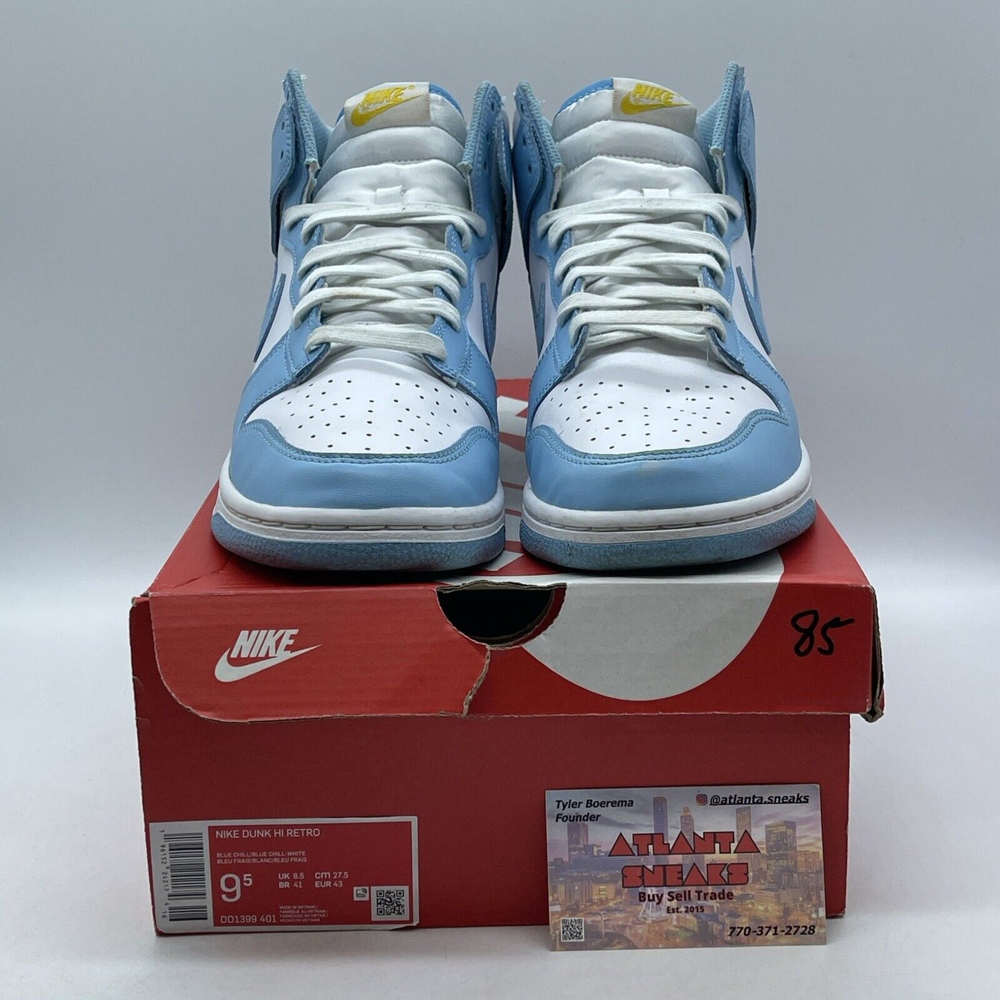 Size 9.5 - Nike Dunk High Blue Chill White Leather (DD1399-401)