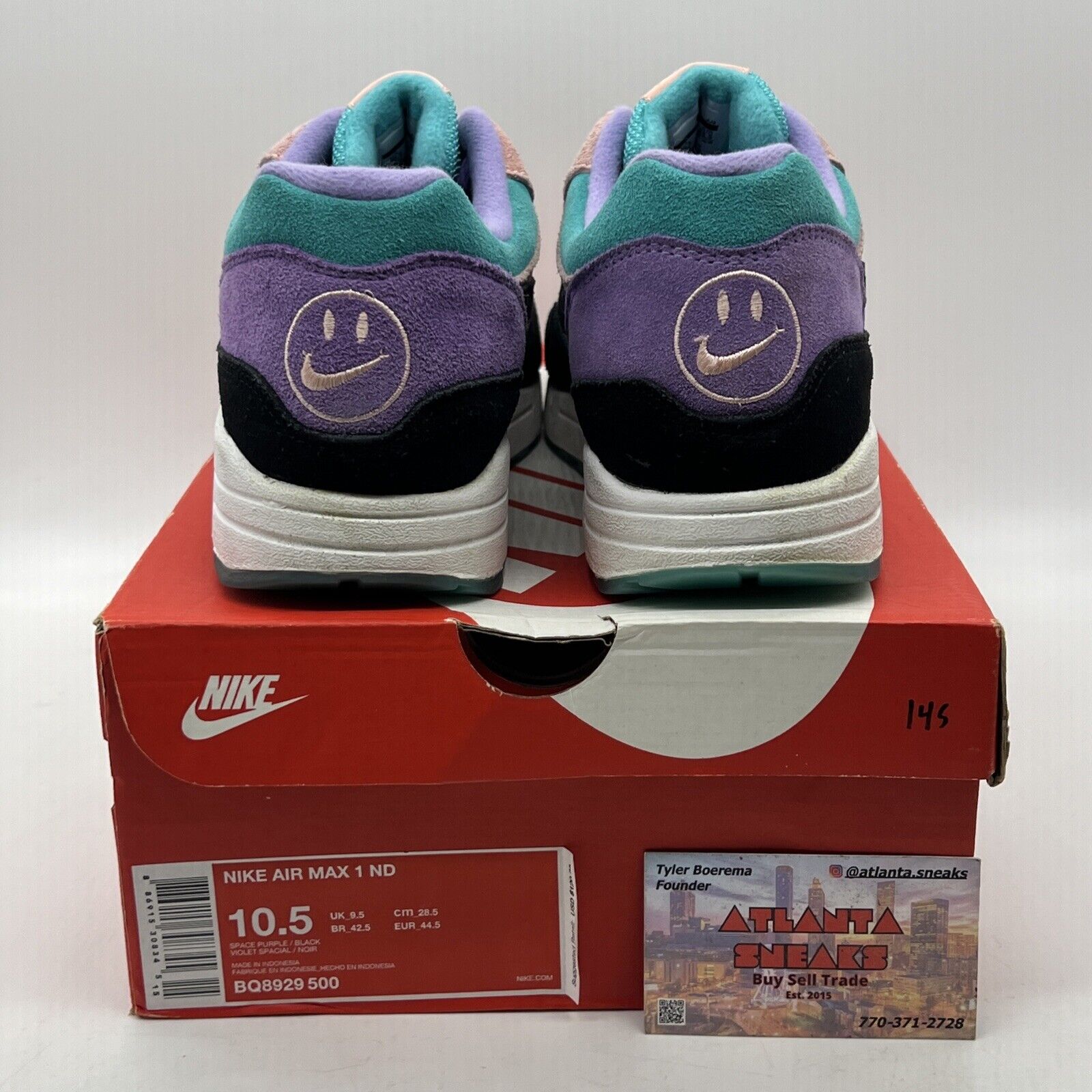 Size 10.5 - Nike Air Max 1 Have A Nike Day Black Purple Suede (BQ8929-500)