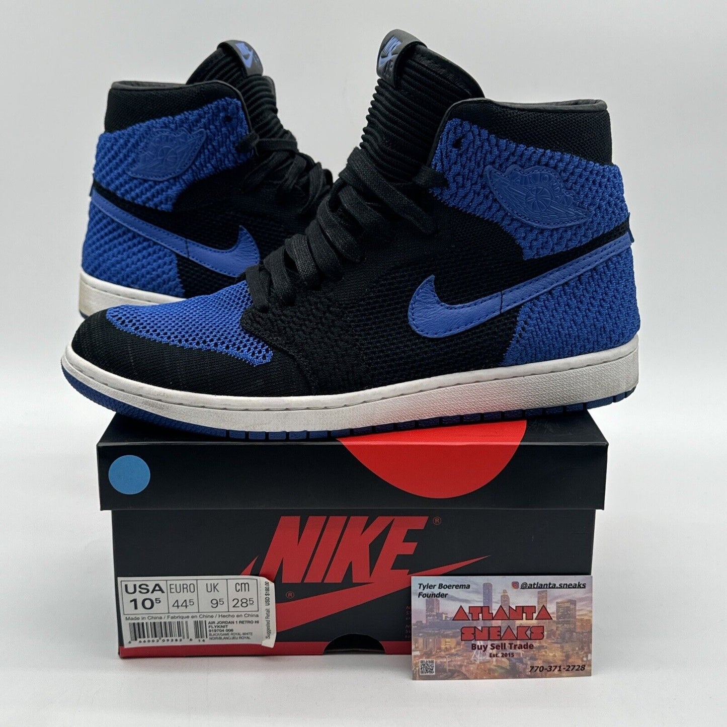 Size 10.5 - Jordan 1 Retro High OG Flyknit Royal 2017 Blue Black White OG All