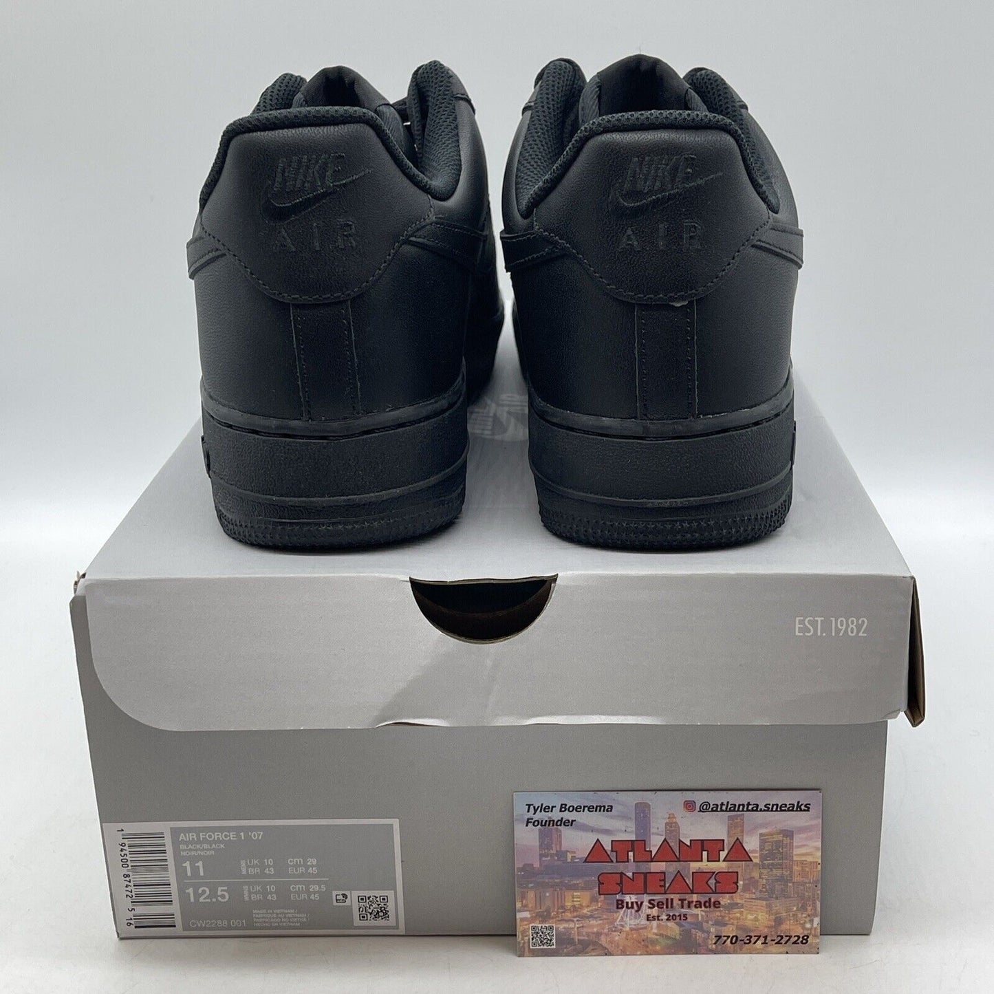 Size 11 - Nike Air Force 1 '07 Low Triple Black Leather (CW2288-001)