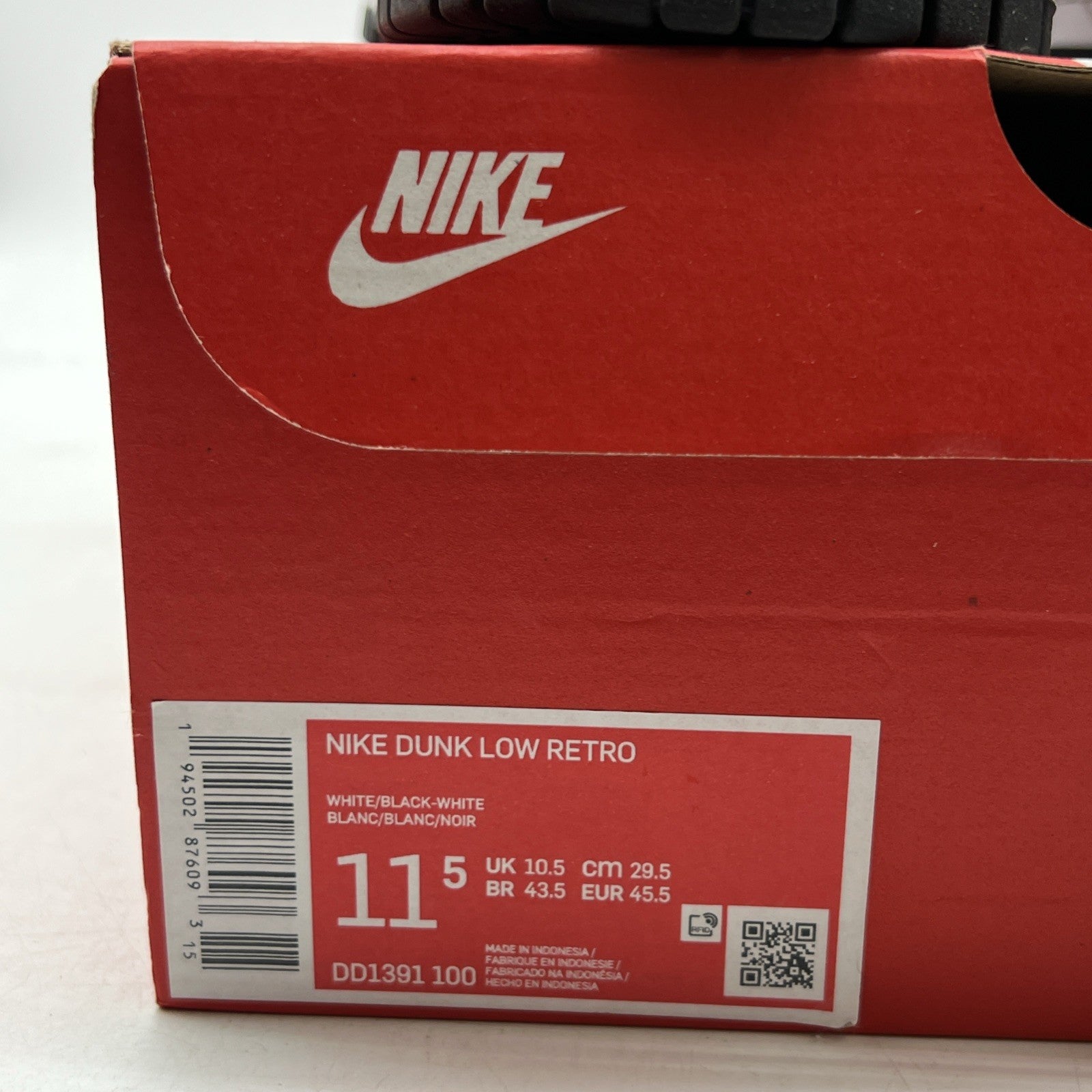Size 11.5 - Nike Dunk Low Black White (DD1391-100)