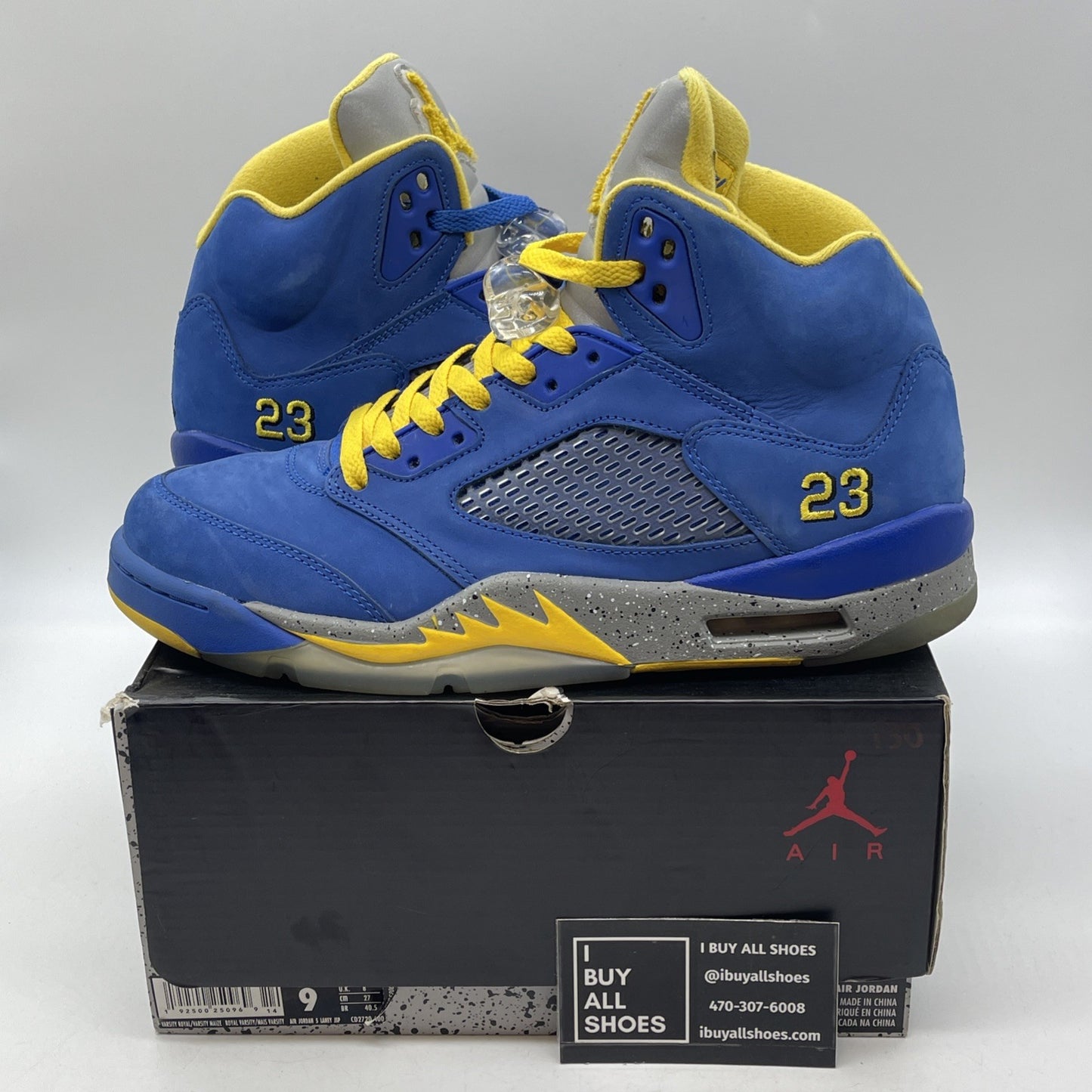 Size 9 - Air Jordan 5 Retro Laney Blue Yellow Grey Suede (CD2720-400)