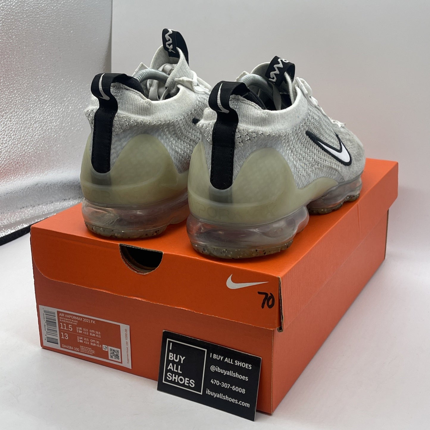 Size 11.5 - Nike Air VaporMax 2021 Flyknit Monochrome White Black (DH4084-100)