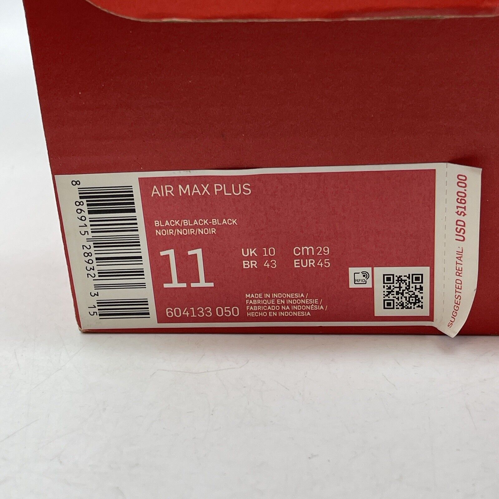 Size 11 - Nike Air Max Plus Low Triple Black Suede Leather (604133-050)