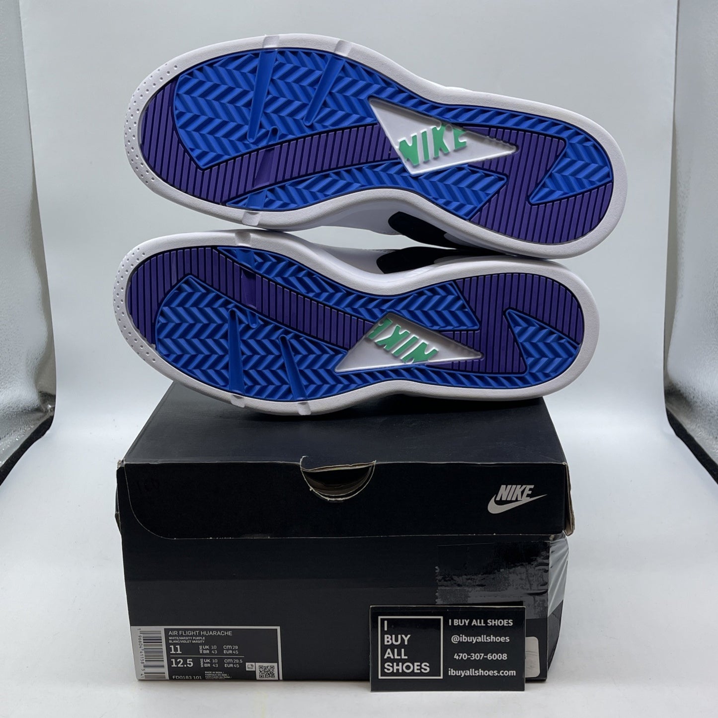 Size 11 - Nike Air Flight Huarache White Varsity Purple Suede (FD0183-101)