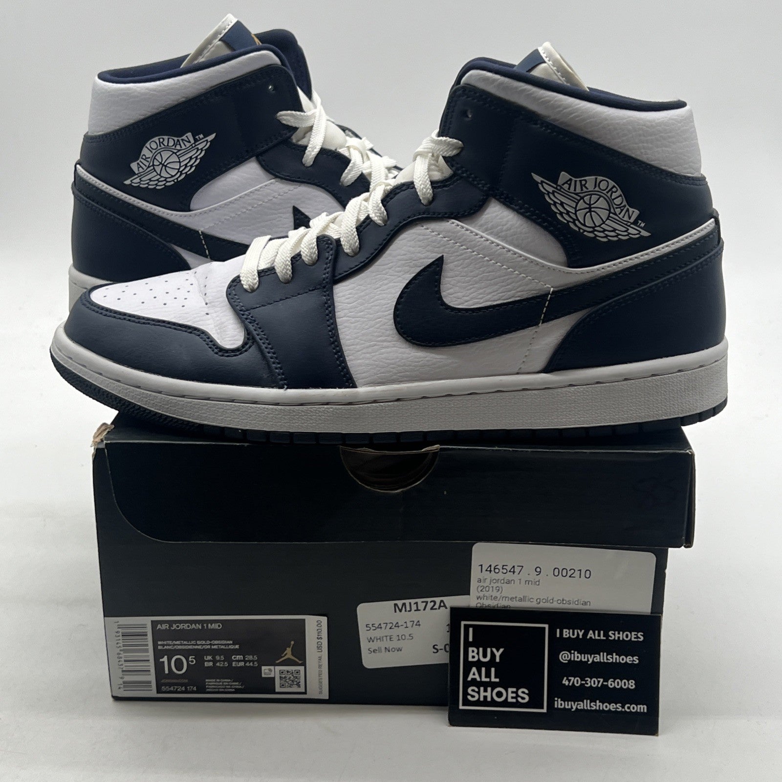 Size 10.5 - Air Jordan 1 Mid Obsidian (554724-174)