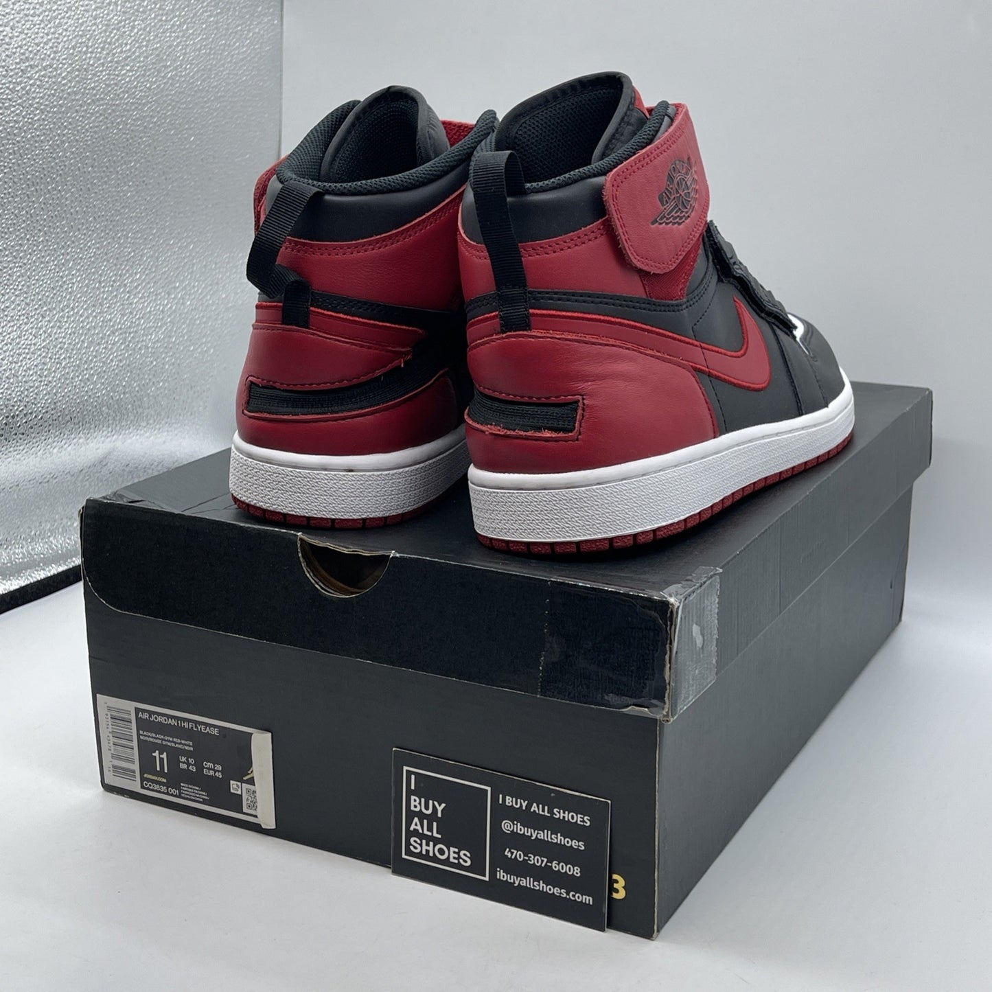 Size 11 - Air Jordan 1 FlyEase High Black Toe White Leather (CQ3835-001)