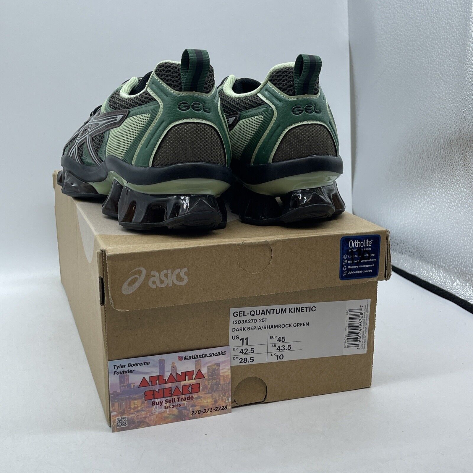 Size 11 - ASICS Gel Quantum Kinetic Dark Sepia Shamrock Suede (1203A270-251)