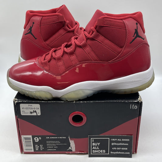 Size 9.5 - Jordan 11 Retro High Win Like '96 Red Black Leather (378037-623)