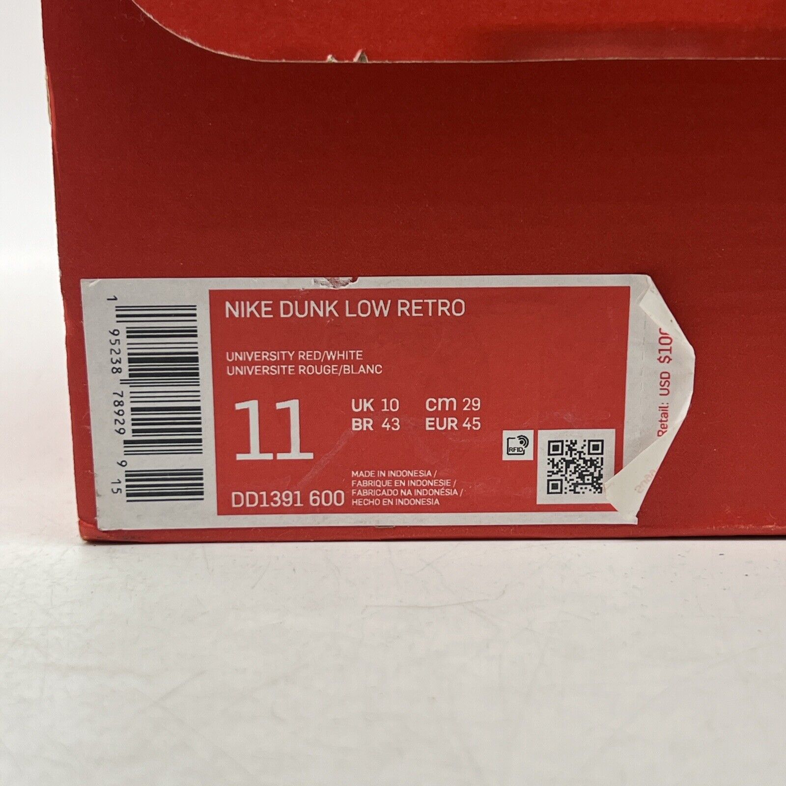 Size 11 - Nike Dunk Low Championship Red Leather (DD1391-600)