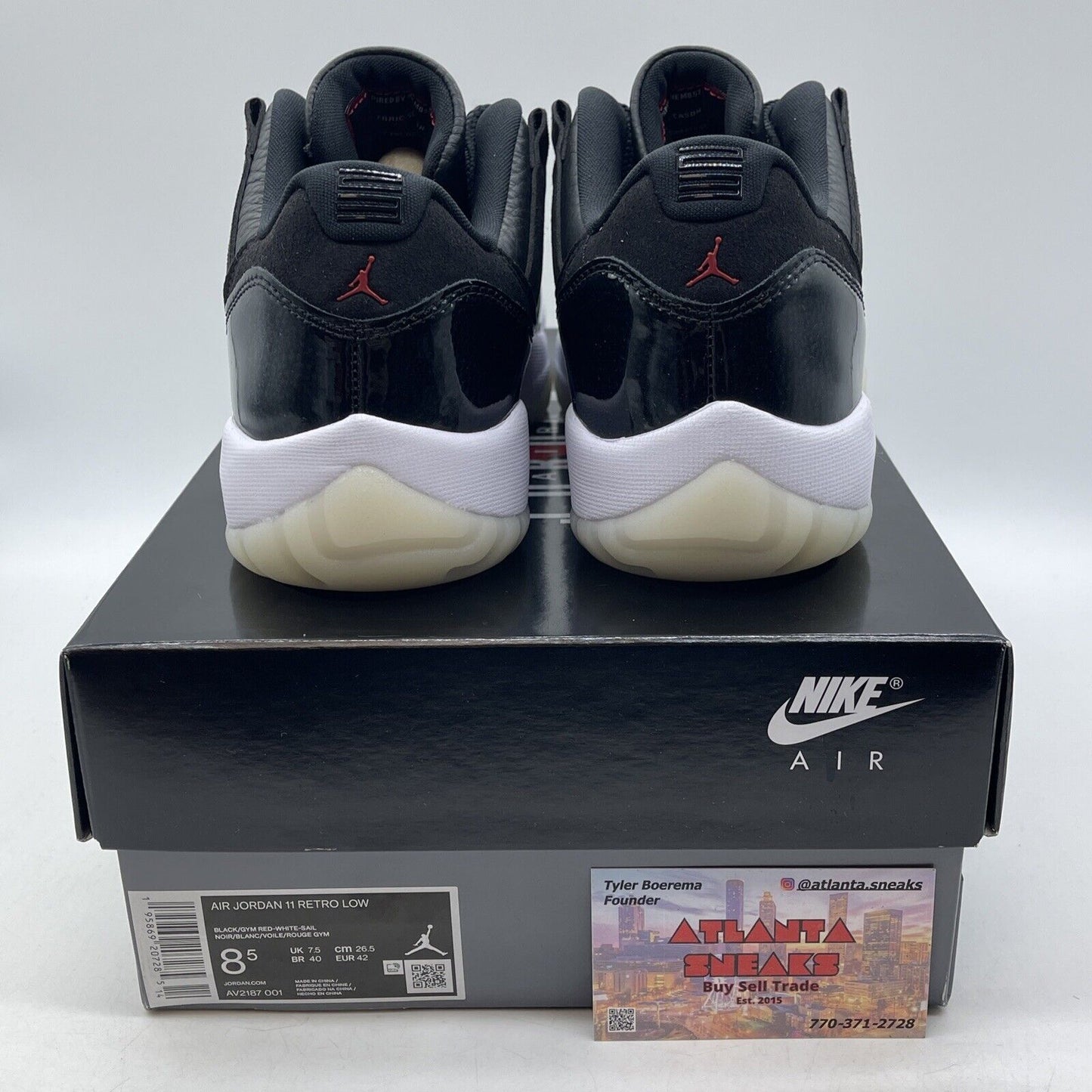 Size 8.5 - Jordan 11 Retro Low 72-10 Black White Grey Leather (AV2187-001)