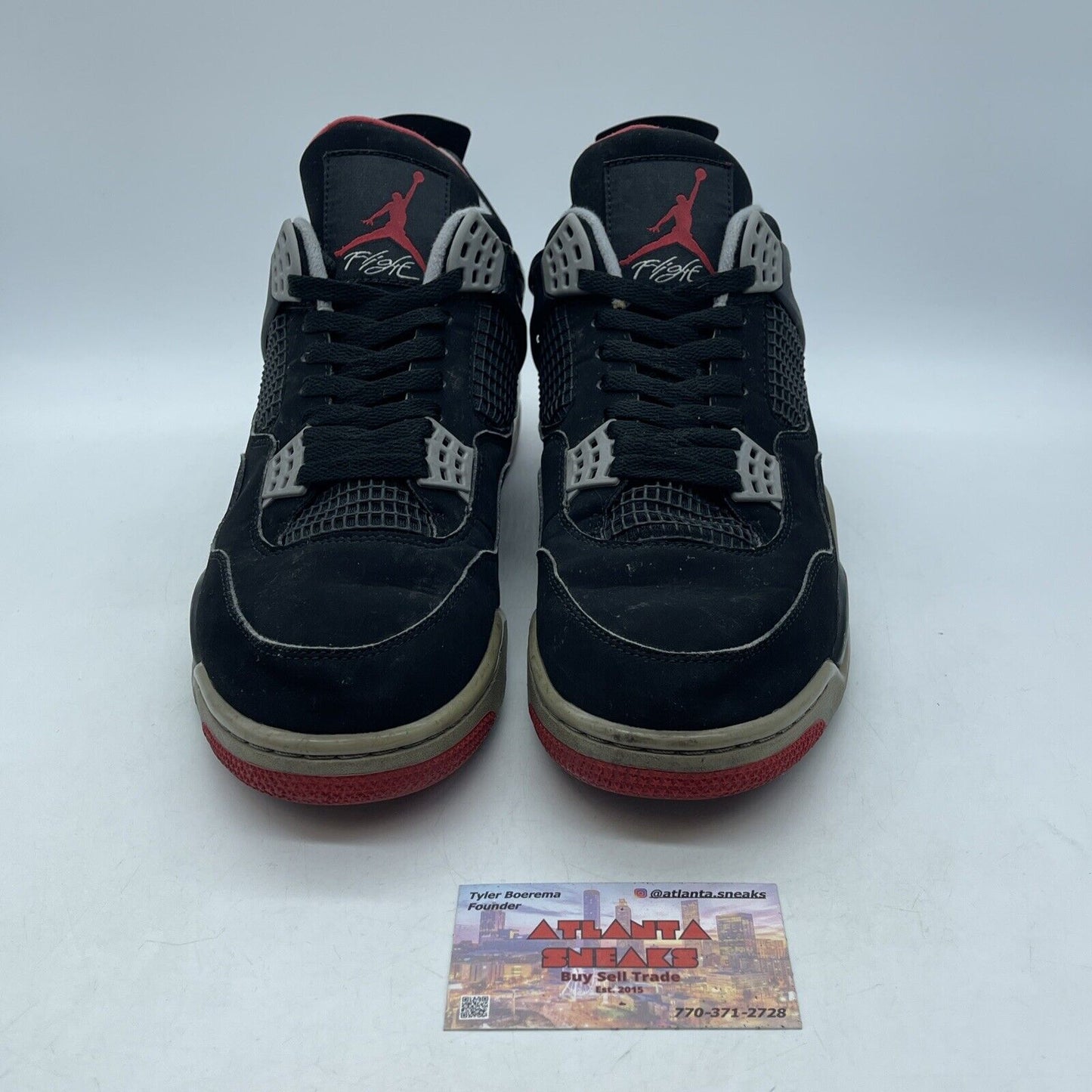 Size 10 - Jordan 4 Retro OG Mid Bred Black Red Grey Suede Leather (308497-060)