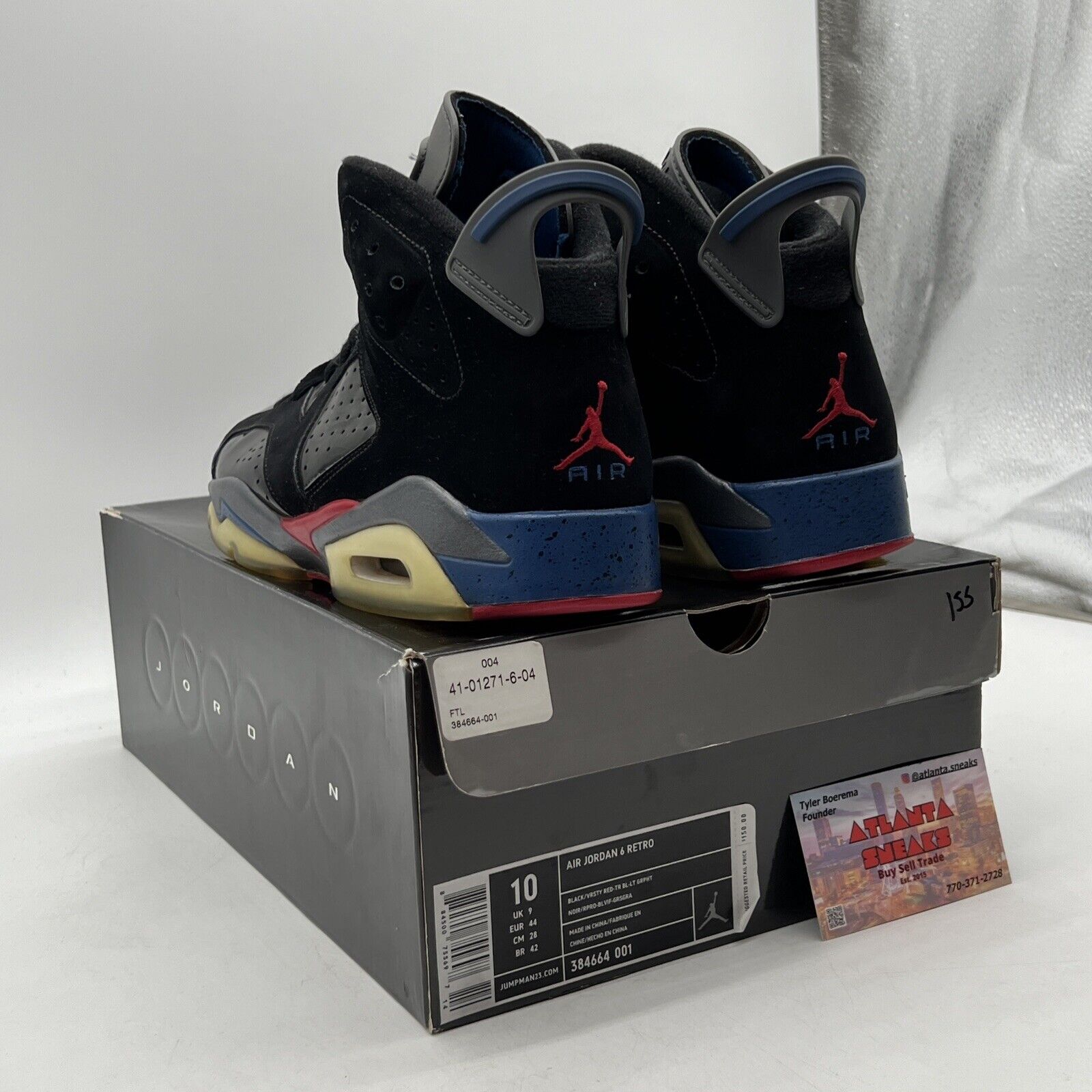 Size 10 - Air Jordan 6 Retro Pistons Grey Black Red Blue Suede (384664-001)