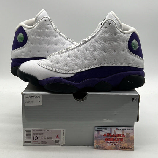 Size 10.5 - Air Jordan 13 Retro Lakers White Purple Leather (414571-105)