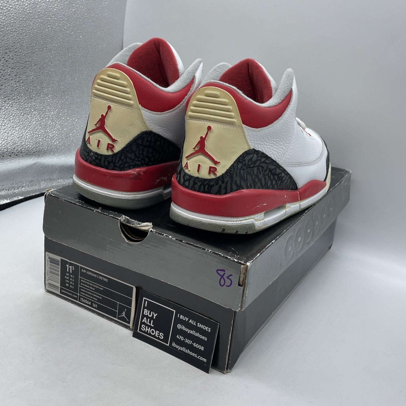 Size 11.5 - Air Jordan 3 Retro 2007 Fire Red (136064-161)