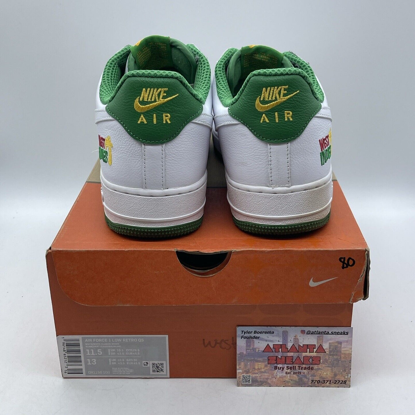 Size 11.5 - Nike Air Force 1 2022 Low West Indies White Green (DX1156-100)